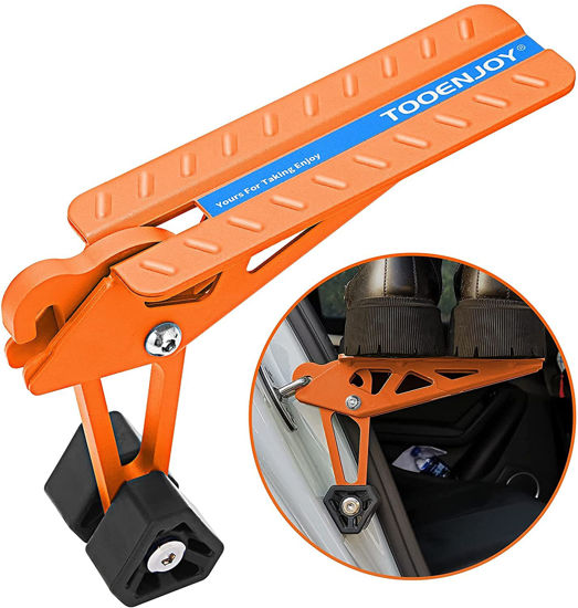 Picture of TOOENJOY Universal Fit Car Door Step, Foldable Roof Rack Door Step Up on Door Latch, Both Feet Stand Pedal Ladder, Easy Access to Rooftop for Most Car, SUV, Truck, Max Load 400 lbs(Orange