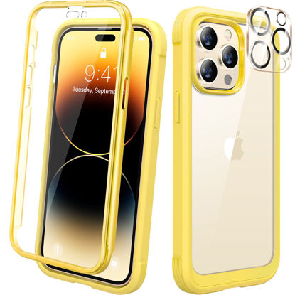 Picture of Diaclara Designed for iPhone 14 Pro Max Case 6.7’’,[Compatible with MagSafe] Full Body Rugged 360 Protective Case+Tempered Glass Camera Lens Protector w/Built-in Screen Protector (Lemon Yellow)