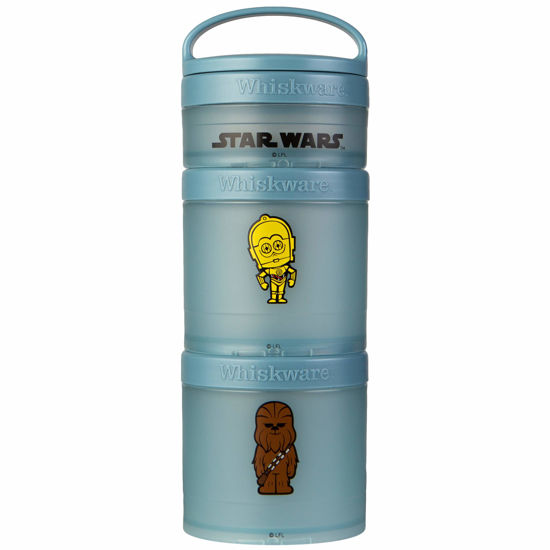 Picture of Whiskware Plastic Star Wars Snack Containers for Toddlers and Kids, 3 Stackable Snack Cups for School and Travel, C-3PO and Chewbacca