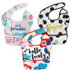 Picture of Tiny Twinkle Mess-Proof Baby Bib - Waterproof Bib for Baby Girl - Machine Washable - Adjustable Closure - PVC, BPA, & Phthalate Free - Great for Travel - Baby Food Bibs (3 Pack, Hello Lovely)