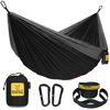 Picture of Wise Owl Outfitters Hammock for Camping Single Hammocks Gear for The Outdoors Backpacking Survival or Travel - Portable Lightweight Parachute Nylon SO Black & Grey