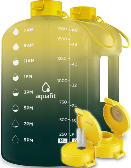 AQUAFIT - Water Bottle with Straw - Motivational Big Water Bottle