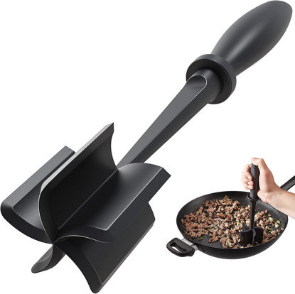 Picture of Meat Chopper, Hamburger Chopper, Premium Heat Resistant Masher and Smasher for Hamburger Meat, Ground Beef, Ground Turkey and More, Nylon Ground Beef Chopper Tool and Meat Fork, Non Stick Mix Chopper