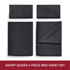 Picture of Mellanni RV Short Queen Sheets - Double Brushed Microfiber RV Bed Sheets - 10" Fitted Sheet Short Queen Bedding - Wrinkle, Fade, Stain Resistant - 1" Elastic Bands on Each Corner (Short Queen, Black)