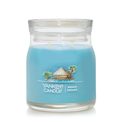 Picture of Yankee Candle Beach Escape Scented, Signature 13oz Medium Jar 2-Wick Candle, Over 35 Hours of Burn Time