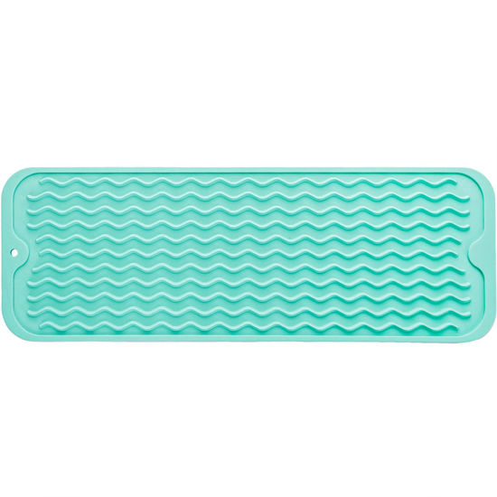 Silicone Dish Drying Mat for Multiple Usage,Easy  clean,Eco-friendly,Heat-resistant Silicone Mat for Kitchen Counter,Sink,Bar,Bottle,or  Cup Mint M 17 inches x 6 inches 