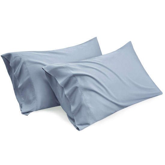 Picture of Bedsure Cooling Pillow Cases King - Rayon Made from Bamboo, Washed Blue Chill Pillowcase 2, Silky Soft & Breathable Pillow Covers with Envelope Closure, Gift for Hot Sleepers in Summer, 20x36 Inches