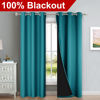 Picture of NICETOWN Peacock Teal Blackout Curtains 84 inches Long, Full Light Blocking Drapes with Black Liner for Nursery, Thermal Insulated Draperies for Hall, Villa (2 Pieces, 42" Wide Each Panel)