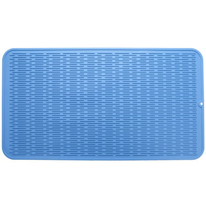  MicoYang Silicone Dish Drying Mat for Multiple Usage,Easy  clean,Eco-friendly,Heat-resistant Silicone Mat for Kitchen Counter or  Sink,Refrigerator or Drawer liner Lichen Blue M 12 inches x 12 inches: Home  & Kitchen