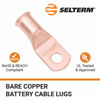 Picture of SELTERM 10pcs 1 AWG - 1/4" Stud - Battery Lugs, Heavy Duty Wire Lugs, Ring Terminals, Battery Cable Ends,1 Gauge Terminals, UL Bare Copper Eyelets Electrical Battery Terminal Connectors