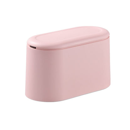 Picture of SUBEKYU Mini Trash Can with Lid,Small Trash Can,Desk Trash Can,Countertop Mini Garbage Cans,Tiny Waste Basket,Pink