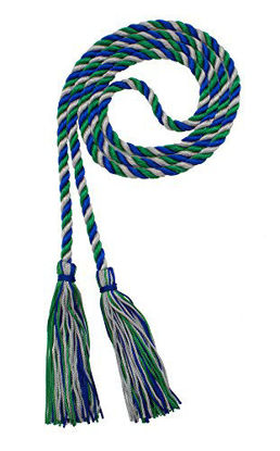 Picture of Graduation Honor Cord - Royal/Kelly/Gray - Every School Color Available - Made in USA - by Tassel Depot