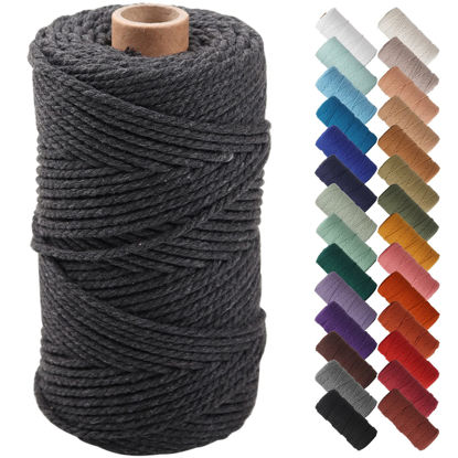 Picture of NOANTA Dark Grey Macrame Cord 3mm x 109yards, Colored Macrame Rope, Cotton Rope Macrame Yarn, Colorful Cotton Craft Cord for Wall Hanging, Plant Hangers, Crafts, Knitting