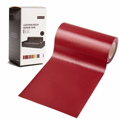 Picture of Leather Repair Patch Kit Burgundy 4 x 60 inch Leather Repair Tape Self Adhesive Patch for Furniture, Couch, Sofa, Car Seats Computer Chair First Aid Vinyl Repair Kit