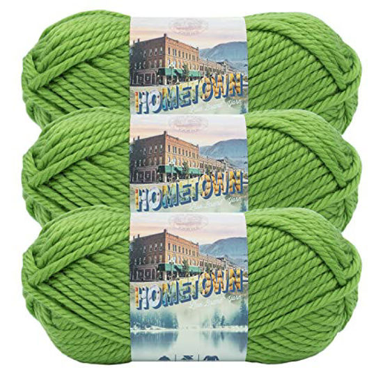 Picture of Lion Brand Yarn Hometown Yarn, Bulky Yarn, Yarn for Knitting and Crocheting, 3-Pack, Sonoma City Green