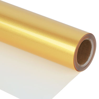 Picture of guangyintong PU Shiny Gold Heat Transfer Vinyl for T-Shirts 12" x 8ft Roll Stretchy Thin Soft (PU Shiny Gold B1)