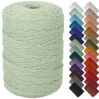 Picture of NOANTA Sage Macrame Cord 3mm x 328yards, Colored Macrame Rope, Cotton Rope Macrame Yarn, Colorful Cotton Craft Cord for Wall Hanging, Plant Hangers, Crafts, Knitting