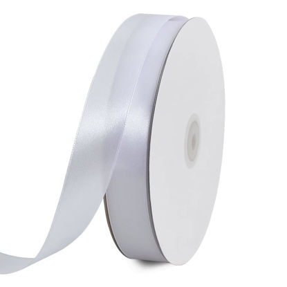 Picture of TONIFUL 1 Inch x 100yds White Satin Ribbon, Thin Solid Color Satin Ribbon for Gift Wrapping, Crafts, Hair Bows Making, Wedding Party Decoration, Sewing, Invitation Cards, Floral Bouquets, Christmas