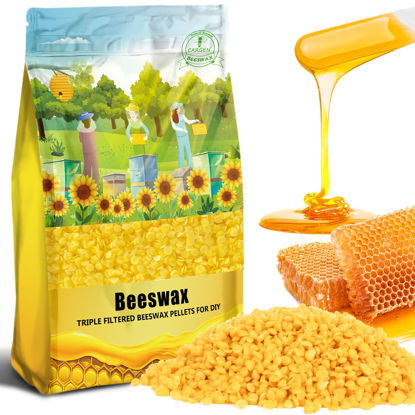 Picture of CARGEN Yellow Beeswax Pellets 3LB - Beeswax Pastilles Pure Bulk Bees Wax for DIY Candles, Beeswax Beads Food Grade Triple Filtered for DIY Beewax Making Candles Skin Care Lip Balm Soap Lotion