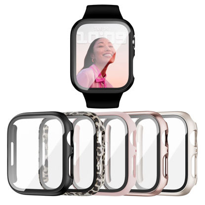 Picture of 5 Pack Case for Apple Watch Series 3 2 1 38mm with Tempered Glass Screen Protector, Haojavo Full Hard Ultra-Thin Scratch Resistant Bumper Protective Cover for iWatch 38mm Accessories(5 Colors)