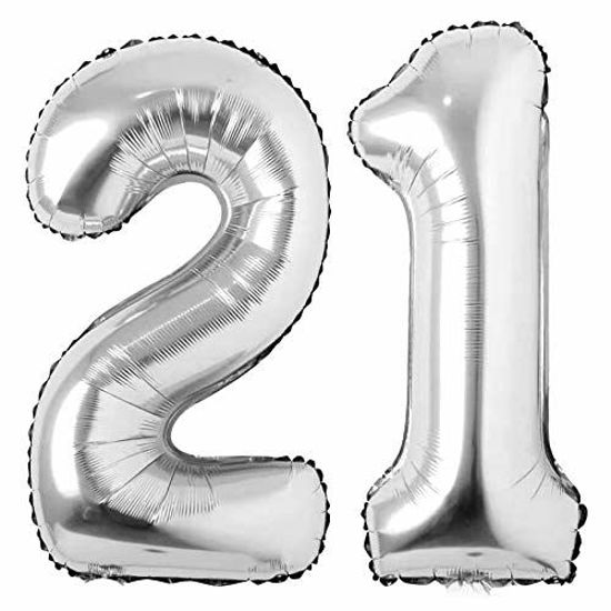 GetUSCart- 21 Number Balloons Silver Giant Jumbo Big Large Number 21 ...