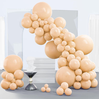 Picture of PartyWoo Apricot Balloons, 140 pcs Retro Apricot Balloons Different Sizes Pack of 18 Inch 12 Inch 10 Inch 5 Inch Balloons for Balloon Garland or Balloon Arch as Party Decorations, Birthday Decorations