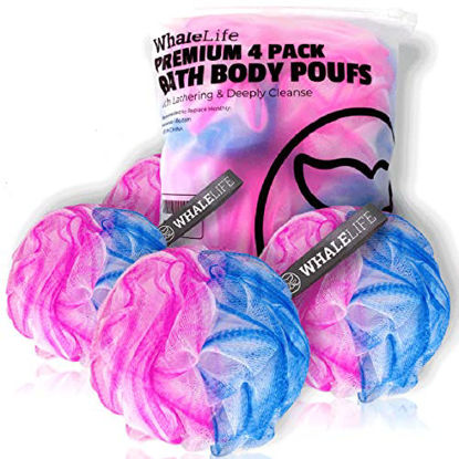 Picture of Loofah Sponge Bath Sponge for Women Men 4 Pack (Blue Pink Conbine)