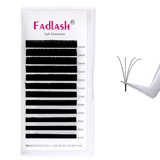 Picture of Eyelash Extension L Curl Mix Easy Blooming Lash Extensions Rapid Volume Lash Extensions Self Fanning Eyelash Extensions .03 .05 .07 (0.05-L, 8-14mm)