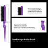 Picture of 3 Pieces Hair Styling Comb Set Teasing Hair Brush Rat Tail Comb Edge Brush for Edge&Back Brushing, Combing, Slicking Hair for Women (Purple)