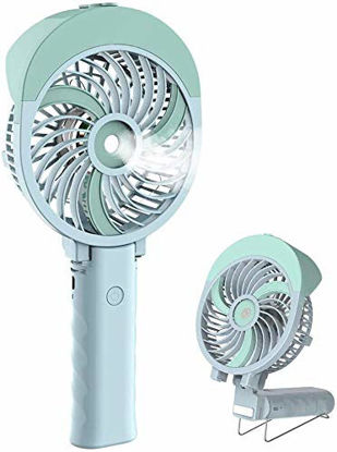 Picture of HandFan Portable Misting Fan, 55ml Large Water Tank, Rechargeable Handheld Personal Mister Fan, Battery Operated Water Spray Mist Fan, 180°Foldable, for Travel, Beach, Camping, Outdoors, Makeup(Green)