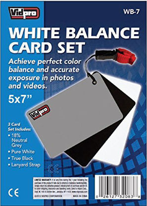 Picture of Vidpro White Balance Card Set - 18% Neutral Gray Pure White & True Black Cards - Reference Reflectors Ensures Accurate Exposure & Color Balance Use in Pre or Postproduction in Any Lighting Condition