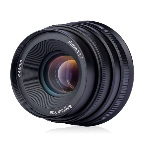 Picture of Brightin Star 35mm F1.7 Wide-Angle Manual Focus Prime Lens for Panasonic Olympus Micro 4/3 Mirrorless Cameras, MFT APS-C Large Aperture, Fit for LUMIX G7, G7KS, GX85, GX9, G95, GH5, GH6, G100, G9