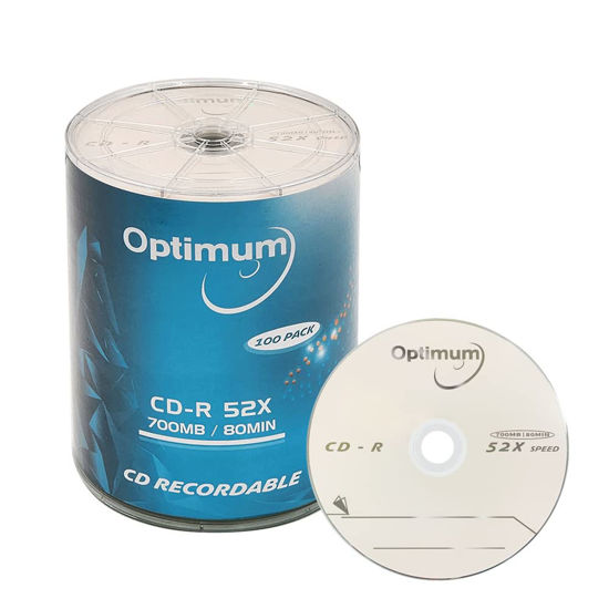 Picture of OPTIMUM CD-R 700MB 52X Logo Top Recordable Media 100 Discs (no Container) FFP A20-31-817-BX