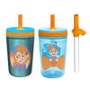 Picture of Zak Designs Blippi Kelso Tumbler Set, Leak-Proof Screw-On Lid with Straw, Bundle for Kids Includes Plastic and Stainless Steel Cups with Bonus Sipper, 3pc Set, Non-BPA,15 fl oz