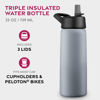 Picture of FineDine Insulated Water Bottles with Straw - 25 Oz Stainless Steel Metal Water Bottle W/ 3 Lids - Reusable for Travel, Camping, Bike, Sports - Modern Lava Gray