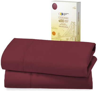 Picture of California Design Den 100% Cotton Pillowcases, Pillow Case Set of 2, Fits Standard & Queen Pillows, Luxury 400 Thread Count Sateen Pillowcases, Match with Our 400 Thread Count Sheets (Burgundy Red)