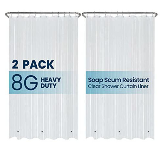 Picture of LiBa Shower Curtain Liners, PEVA 2 Pack Clear Bathroom 72" W x 72" H, 8G Heavy Duty