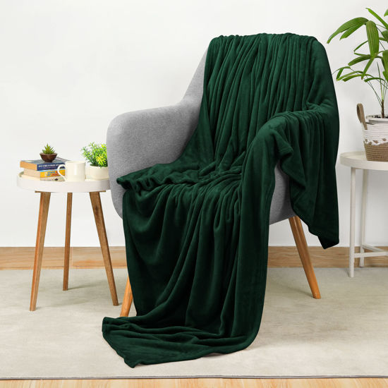 Picture of Utopia Bedding Fleece Blanket Throw Size Forest Green 300GSM Luxury Blanket for Couch Sofa Bed Anti-Static Fuzzy Soft Blanket Microfiber (60x50 Inches)