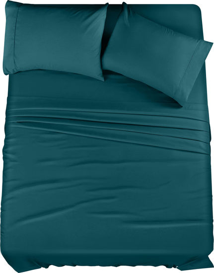 Picture of Utopia Bedding Queen Bed Sheets Set - 4 Piece Bedding - Brushed Microfiber - Shrinkage and Fade Resistant - Easy Care (Queen, Teal)