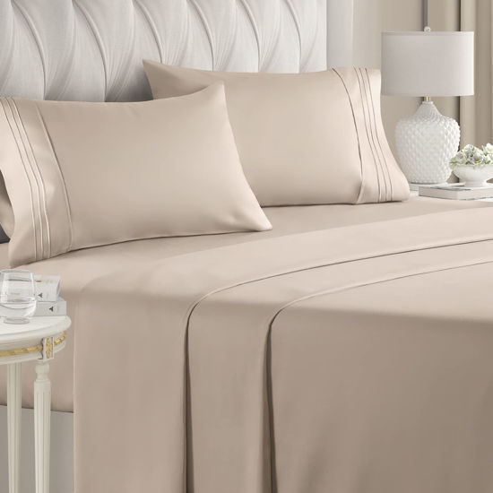 Picture of Queen Size Sheet Set - Breathable & Cooling Sheets - Hotel Luxury Bed Sheets - Extra Soft - Deep Pockets - Easy Fit - 4 Piece Set - Wrinkle Free - Comfy - Wheat Bed Sheets - Queen Sheets