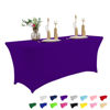 Picture of IVAPUPU 4FT Table Cloth for Rectangular Fitted Events Stretch Purple Table Covers Washable Table Cover Spandex Tablecloth Table Protector for Party, Wedding, Cocktail, Banquet, Festival