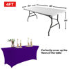 Picture of IVAPUPU 4FT Table Cloth for Rectangular Fitted Events Stretch Purple Table Covers Washable Table Cover Spandex Tablecloth Table Protector for Party, Wedding, Cocktail, Banquet, Festival