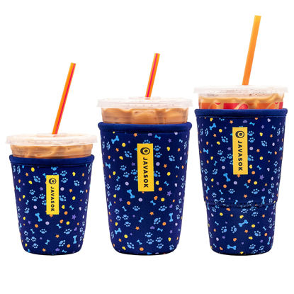 Picture of Sok It Java Sok Iced Coffee & Cold Soda Insulated Neoprene Cup Sleeve (Paws and Bones, S/M/L 3-Pack)