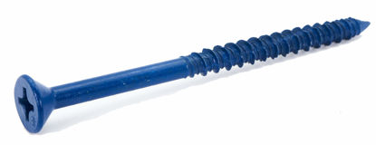 Picture of CONFAST 1/4" x 3-3/4" Blue Flat Phillips Concrete Screw Anchor with Drill Bit for Anchoring to Masonry, Block or Brick (100 per Box)