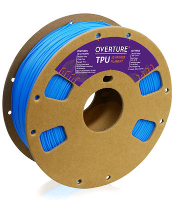 Picture of OVERTURE TPU Filament 1.75mm Flexible TPU Roll, Soft 3D Printer Consumables, 1kg Spool (2.2 lbs), Dimensional Accuracy +/- 0.03 mm (TPU Digital Blue)