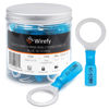 Picture of Wirefy 130 PCS Heat Shrink Ring Terminals 1/2" - Marine Grade Ring Connectors - Eyelet Wire Connectors - Large Ring Terminals - Blue 16-14 AWG