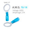 Picture of Wirefy 130 PCS Heat Shrink Ring Terminals 1/2" - Marine Grade Ring Connectors - Eyelet Wire Connectors - Large Ring Terminals - Blue 16-14 AWG