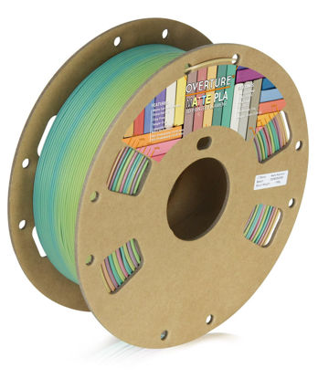 Picture of OVERTURE PLA Matte Filament 1.75mm, Matte PLA Roll 1kg Cardboard Spool (2.2lbs), Dimensional Accuracy +/- 0.03 mm, Fit Most FDM Printer (Matte Rainbow)