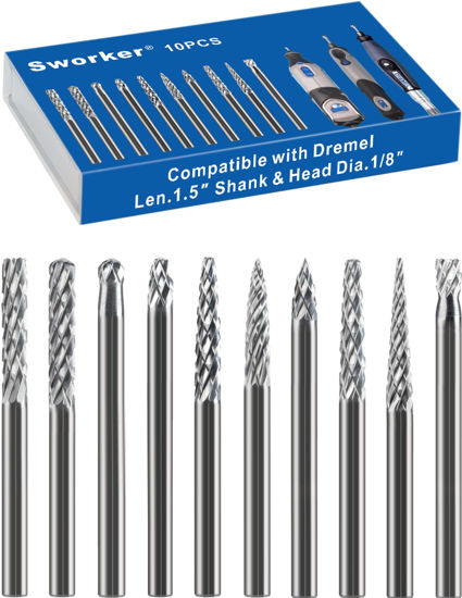 Mini Round Rotary Rasp Bit Set for Wood Carving with 1/8 Shank for Dremel  Tool 