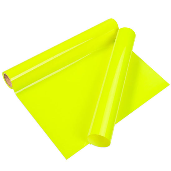 Picture of VINYL FROG Heat Transfer Vinyl Roll HTV Vinyl - 12"x5ft Neon Yellow Iron on Vinyl for T-Shirts, Heat Press Vinyl for DIY Craft Designs (Neon Yellow)